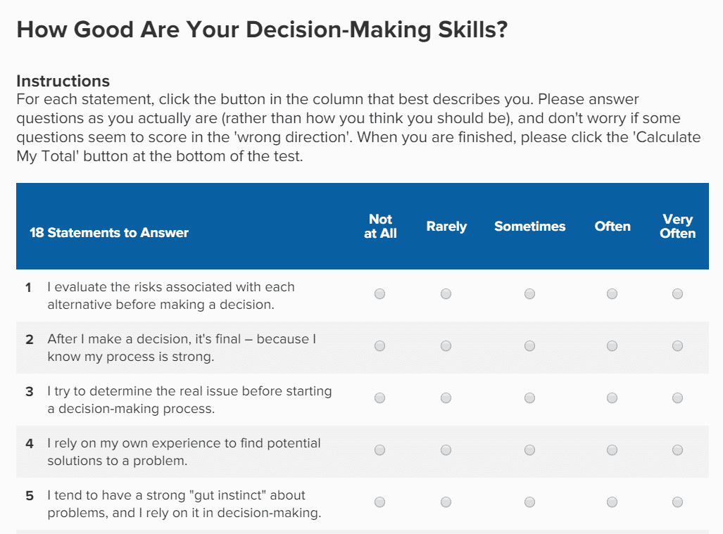 WorkMonger Professional Development - Career Advice Blog: Big Picture Decision Making Quiz