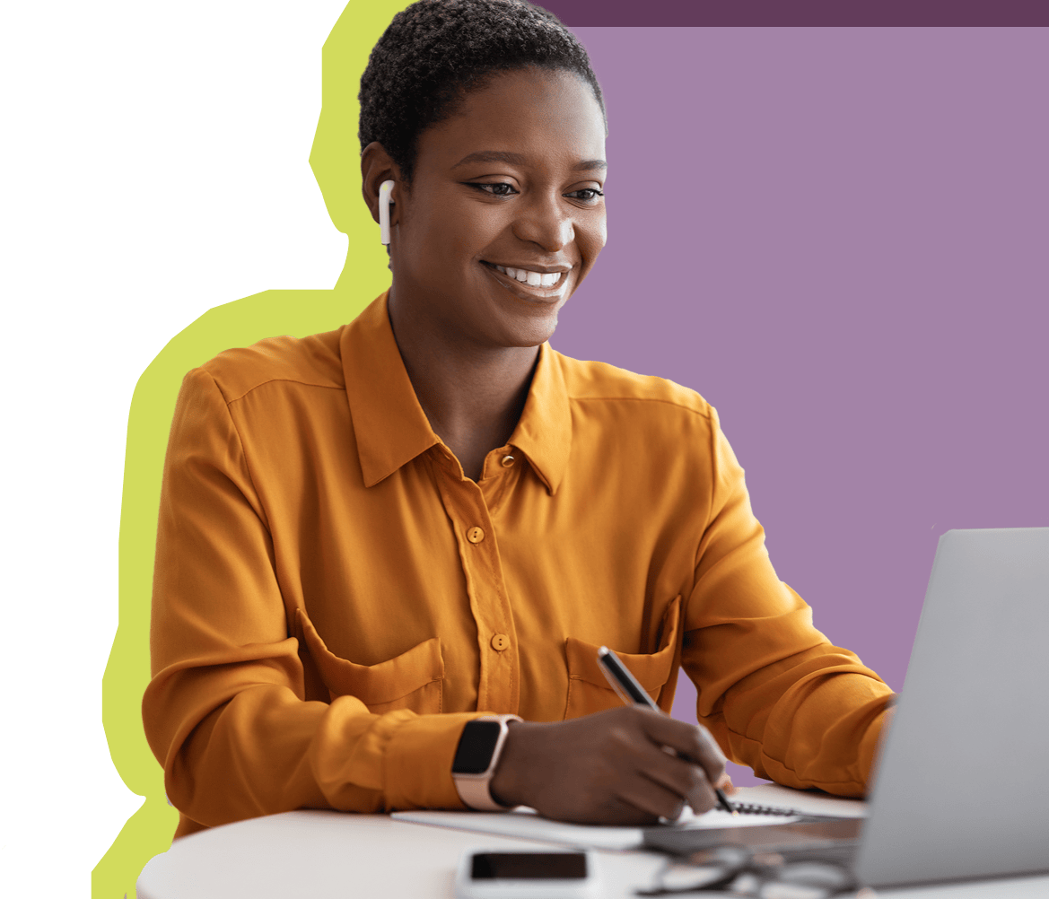 Woman in virtual coaching session 